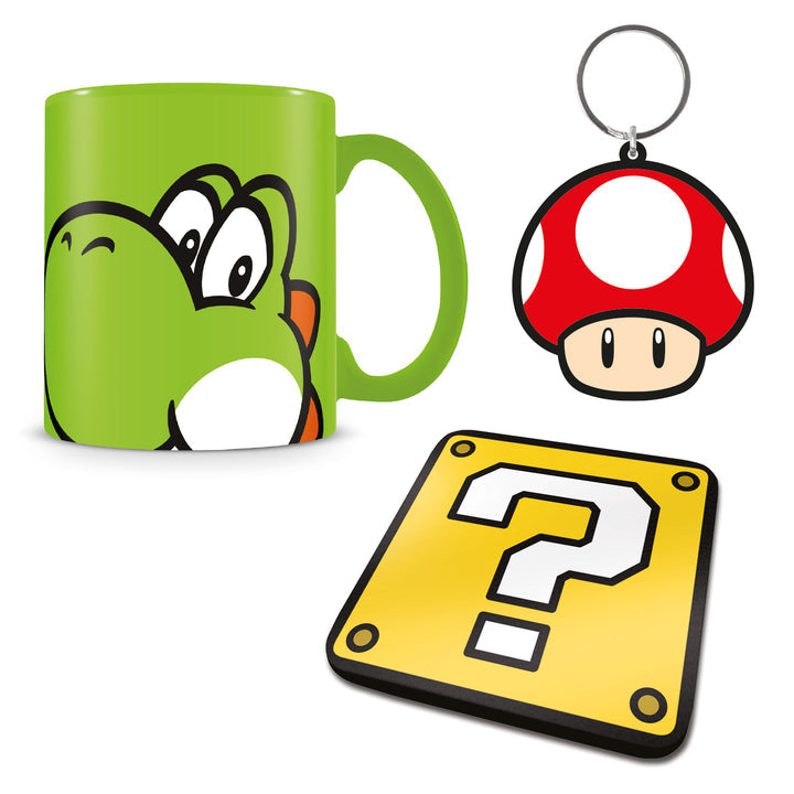 Set de taza, base y llavero de Yoshi - Super Mario