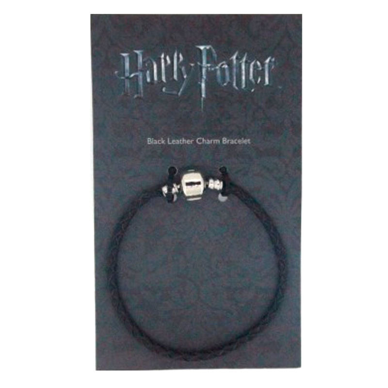 Pulsera de cuero negro con dije de Harry Potter