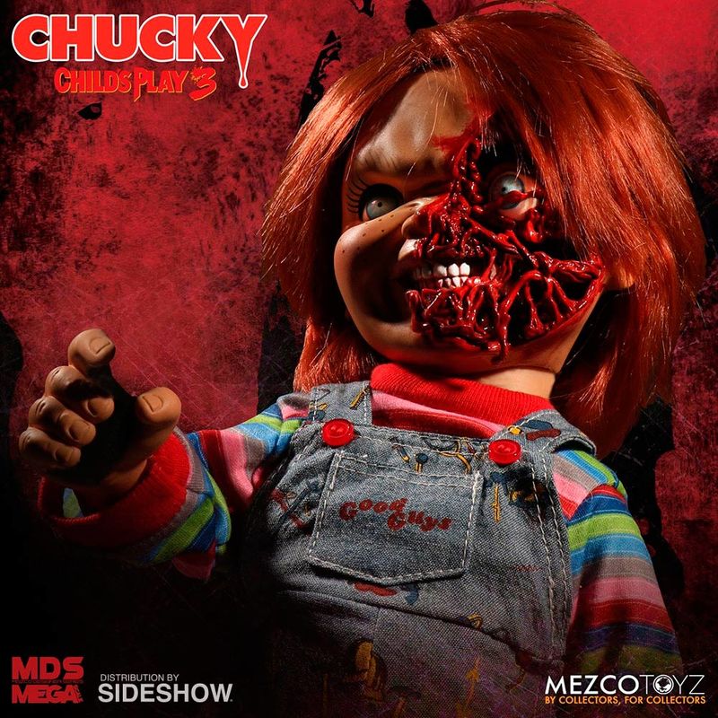 Chucky Childs Play 3 Chucky Pizza Face figura falante 38 cm - MerchVillain
