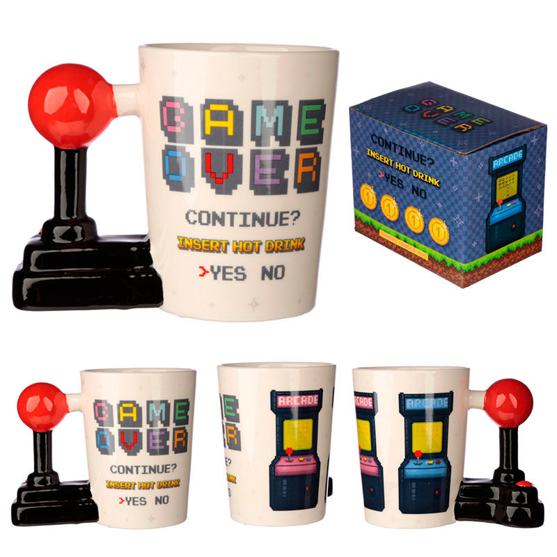 Caneca com alça em formato de arcade Game Over Joystick - MerchVillain