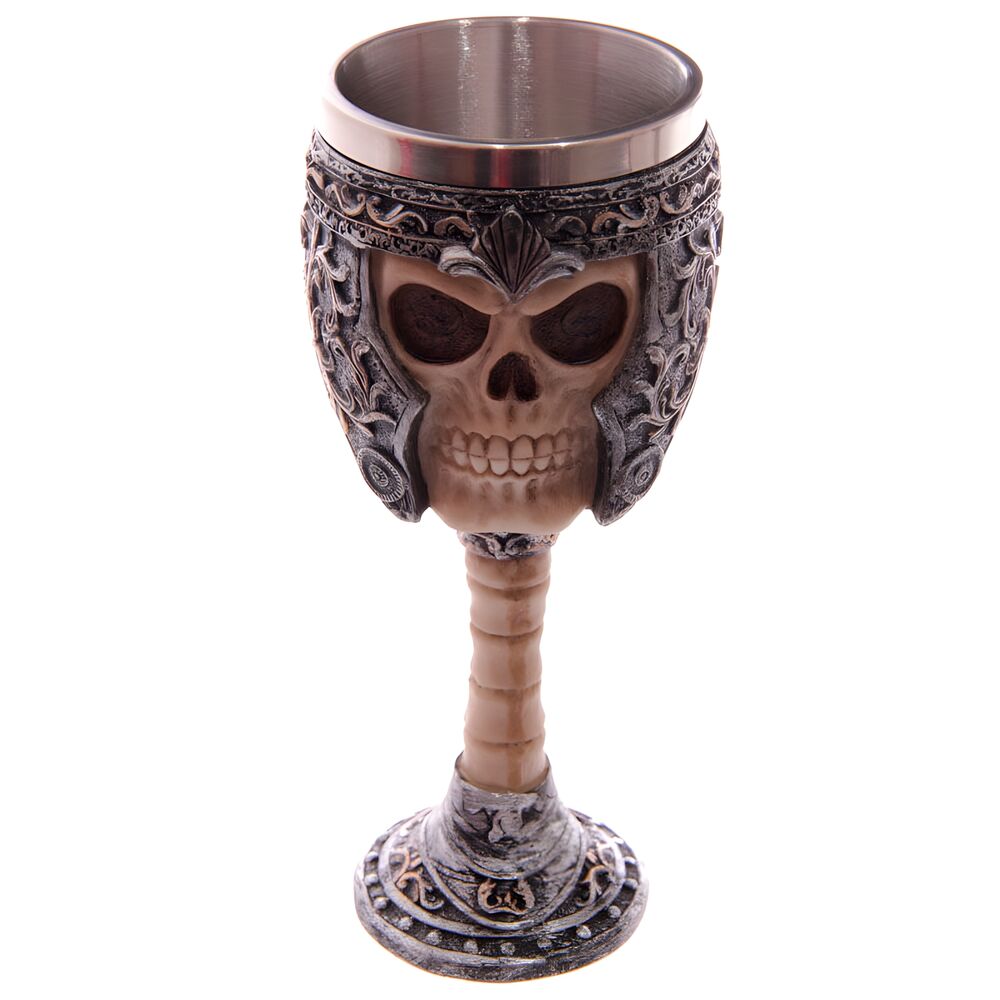 Copa de calavera guerrera – Cáliz de calavera gótica (18×7,5 cm)