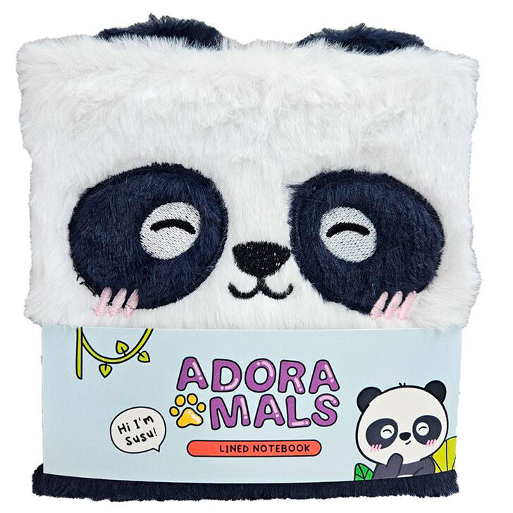 Libreta de peluche A5 con oso panda – Adoramals (15,5 x 15 x 2 cm)