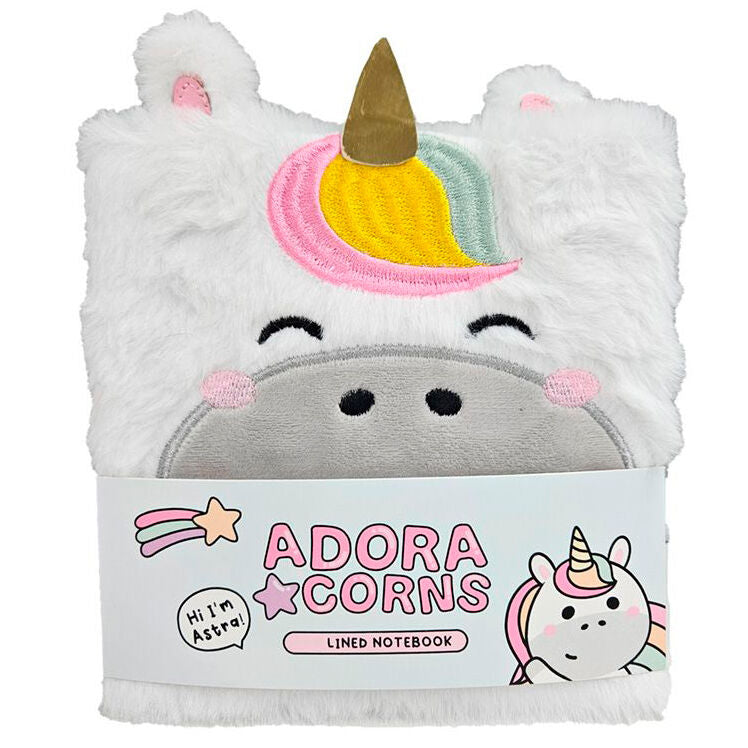 Libreta de peluche A5 de unicornio – Adoracorns (15,5 x 15 x 2 cm)