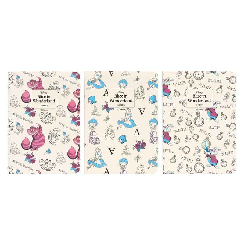 Disney Alice in Wonderland pack 3 A6 notebooks