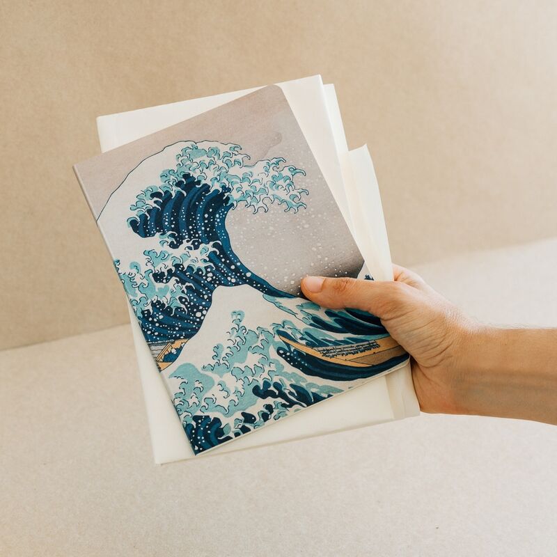 Pacote com 3 cadernos A5 da Grande Onda de Kanagawa Hokusai - MerchVillain