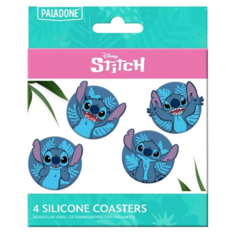 Conjunto de 4 Bases de Copos Stitch – Lilo & Stitch (10 × 10 cm)