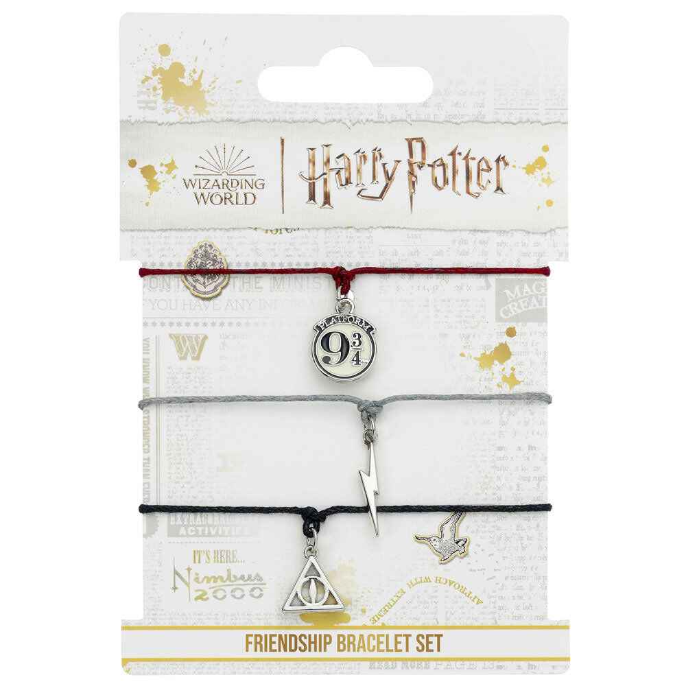 Conjunto de 3 pulseiras da amizade das Relíquias da Morte de Harry Potter