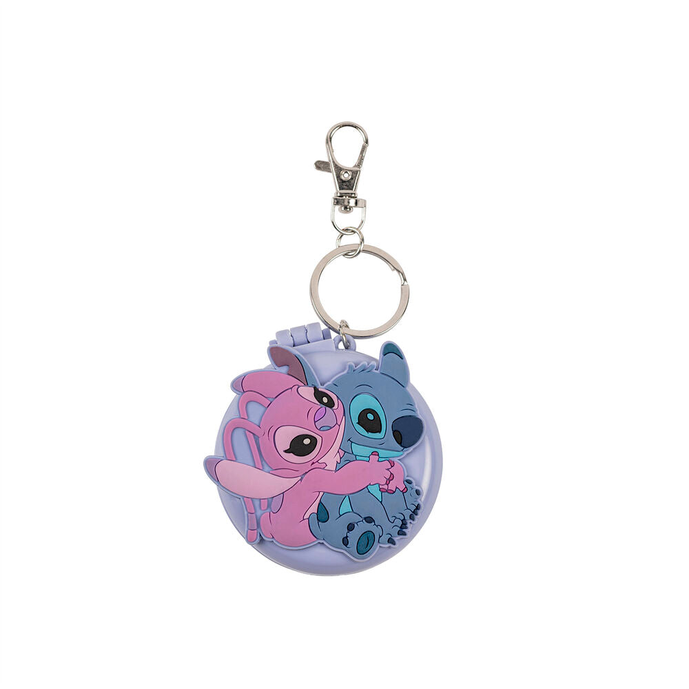 Llavero compacto de Stitch y Angel con espejo y cepillo – Disney