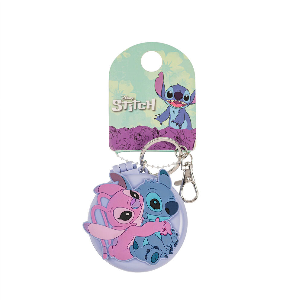 Llavero compacto de Stitch y Angel con espejo y cepillo – Disney