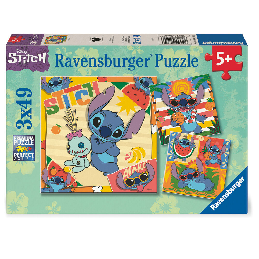 Pack de 3 Puzzles de Stitch – Disney (3x49 piezas)
