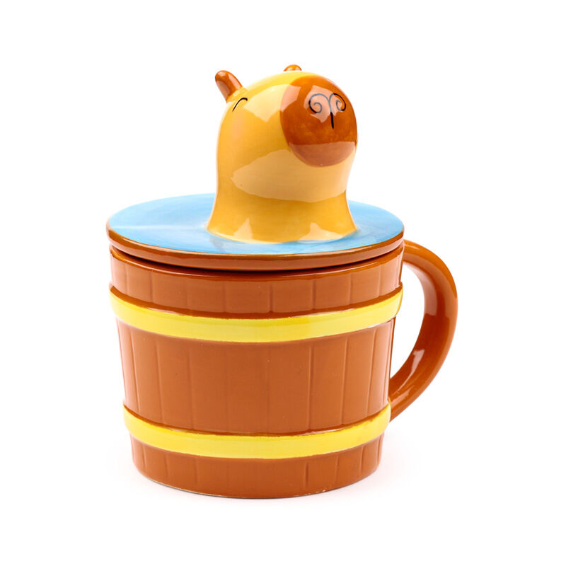 Taza de Capibara con tapa – Cerámica (300 ml)