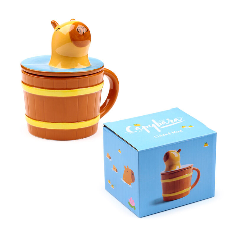 Taza de Capibara con tapa – Cerámica (300 ml)