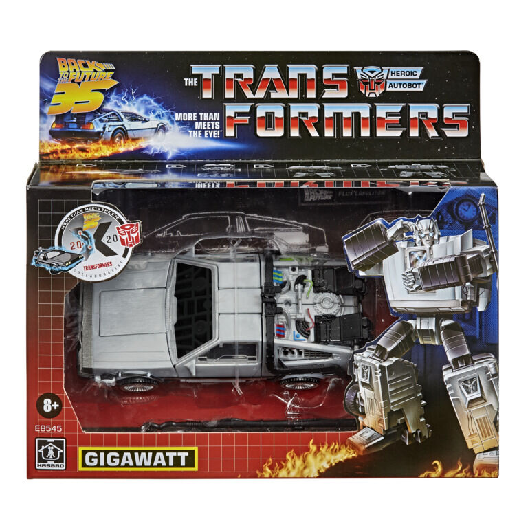Figura de Transformers Regreso al Futuro DeLorean Gigawatt de 14 cm
