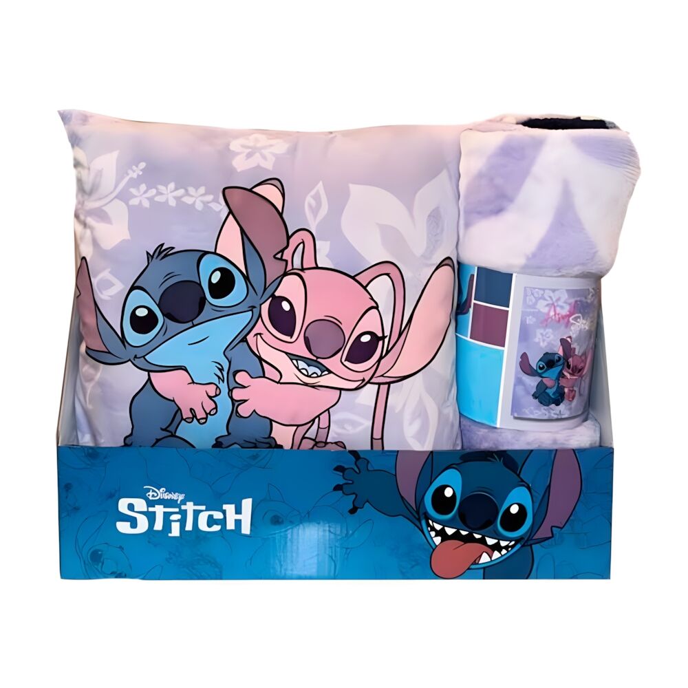 Conjunto de manta polar y almohada Stitch – Disney (100 x 140 cm / 35 x 35 cm)