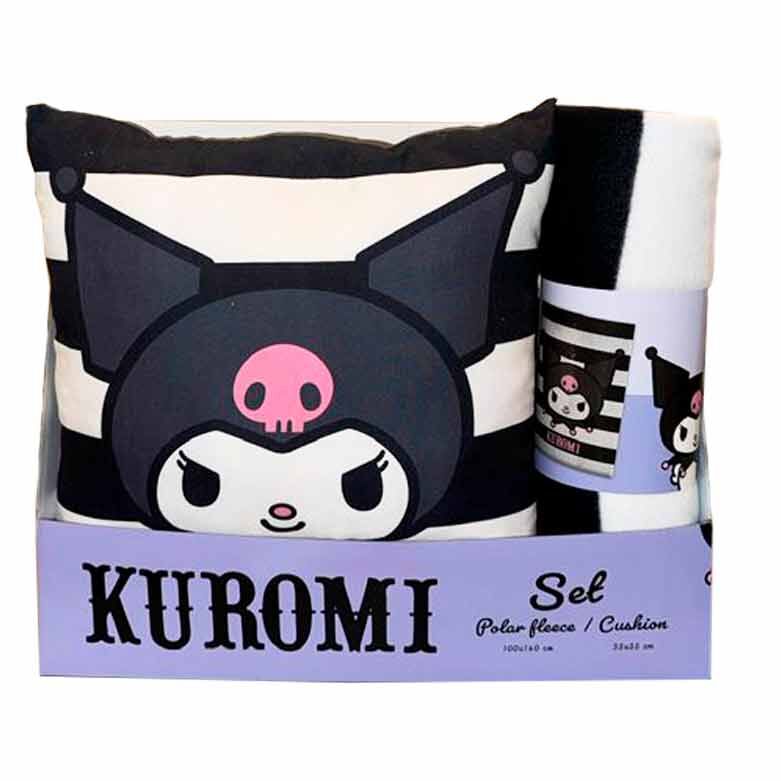 Conjunto de manta polar y almohada Kuromi – Hello Kitty